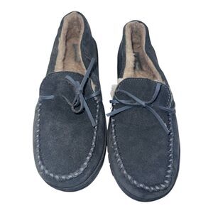 Eddie Bauer Cordova Slippers Mens Sz L 9.5-10.5 Grey Suede Warm Cabin Cozy Gorp